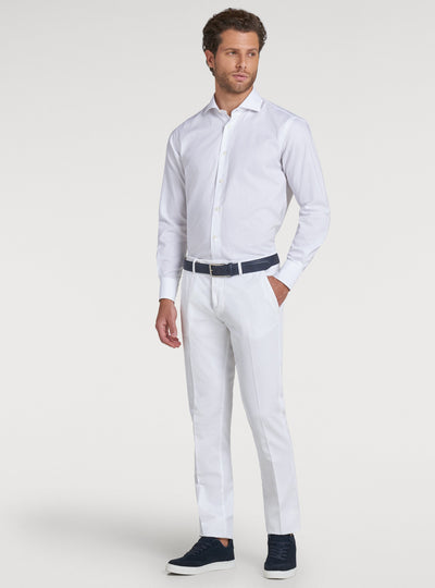 Pantaloni chinos misto lino.-0