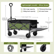 Wheeled Folding Cart Wagon Large Capacity Multifunction Cart Garden Park Outdoor Beach Camping Carts Portable Barbecue Trolley