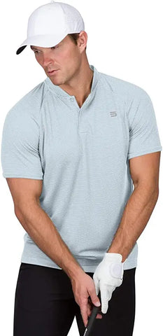 Three Sixty Six Collarless Golf Shirts - Men’s Casual Dry Fit Short Sleeve Polo, Lightweight and Breathable Gym Sports Fitness
