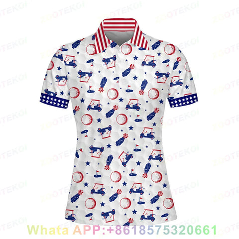 Print Polo Shirts For Women Short Sleeve Golf Shirts Fashion Street Polo Shirt New In Tops & Tees Button lapel polo 2025