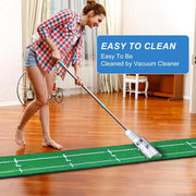 Golf Putting Mat Indoor & Outdoor Professional Practice Putting Green Mat with Distance Marker Anti Slip Backing Golf Accessorie