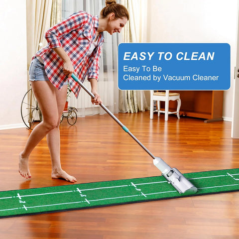 Golf Putting Mat Indoor & Outdoor Professional Practice Putting Green Mat with Distance Marker Anti Slip Backing Golf Accessorie