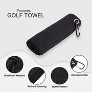 Premium Microfiber golf towel with clip, fast drying & durable