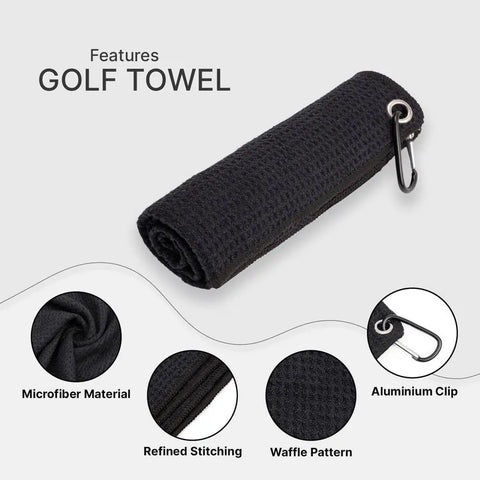 Premium Microfiber golf towel with clip, fast drying & durable