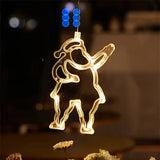 Christmas LED Light Snowflake Santa Hanging Battery