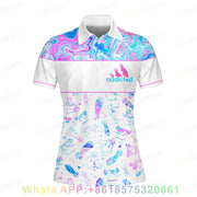 Print Polo Shirts For Women Short Sleeve Golf Shirts Fashion Street Polo Shirt New In Tops & Tees Button lapel polo 2025