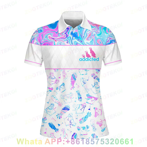 Print Polo Shirts For Women Short Sleeve Golf Shirts Fashion Street Polo Shirt New In Tops & Tees Button lapel polo 2025