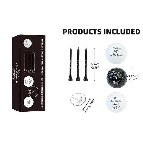 Funny Golf Gifts Set for Men Novelty Golf Gift Included 3 Golf Balls + 3 Golf Tees + 1 Ball Marker Perfect Golfer Gift