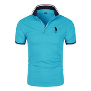 Golf T-shirt for Men Lapel Short Sleeve Breathable POLO Shirt Button Summer Pullovers Fashion Trend T-Shirt Man Streetwear Tops