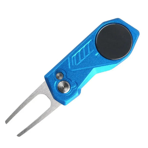 Switchblade Golf Divot Repair Tool Aluminum Alloy Ball Marker Golf Green Fork Foldable Button Mini Golf Divot Tools