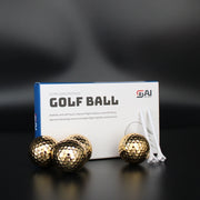 Premium Packaging with 6 Metal Plated Golf Balls, 6 Plastic Ball Tees - Ideal for Sand Bunker Shots, Long Distance Shots
