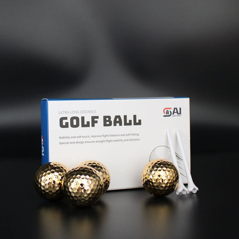 Premium Packaging with 6 Metal Plated Golf Balls, 6 Plastic Ball Tees - Ideal for Sand Bunker Shots, Long Distance Shots