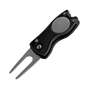 Golf Divot Repair Tool with Golf Ball Tool Pitch Groove Cleaner Putting Green Fork Training Aids Foldable Golf Accessories