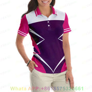 Print Polo Shirts For Women Short Sleeve Golf Shirts Fashion Street Polo Shirt New In Tops & Tees Button lapel polo 2025
