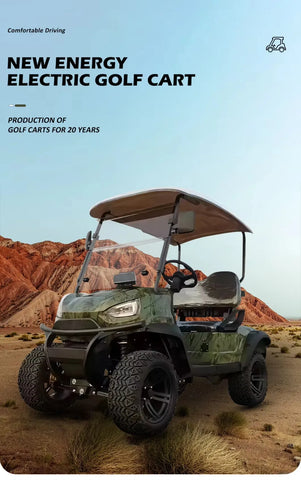 Golf Cart, Lithium Battery Electric Two-seater, Four-wheel Drive Multifunctional Mobility Scooter for Golf Carts on Golf Courses