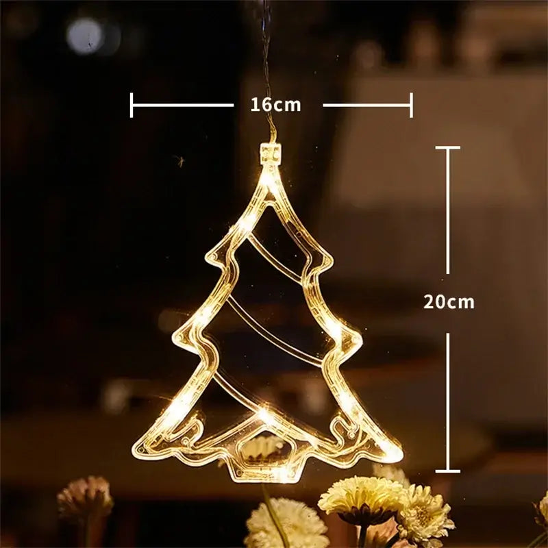 Christmas LED Light Snowflake Santa Hanging Battery