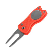 Golf Divot Repair Tool with Golf Ball Tool Pitch Groove Cleaner Putting Green Fork Training Aids Foldable Golf Accessories