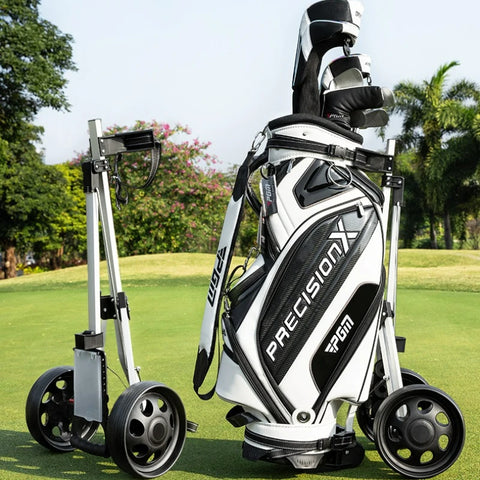 PGM Two-wheel Golf Cart Golf Course Smooth and silent wheels Multifunctional Panel Foldable Push-pull Golf Cart QC002