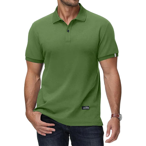 Summer Men's Polo Shirt Short Sleeve Men's Button Down T-Shirts Basic Golf Polo Shirt Lightweight Breathable Tshirts