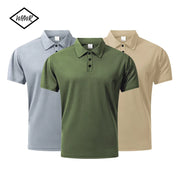 New Men's Short Sleeve Polo Shirts  Summer Trendy Breathable Loose Solid Color Slim Fit Casual T-shirt Basic Top Men Golf Shirts