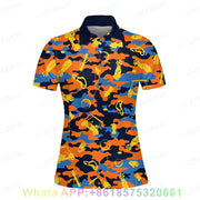 Print Polo Shirts For Women Short Sleeve Golf Shirts Fashion Street Polo Shirt New In Tops & Tees Button lapel polo 2025