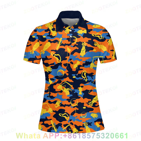 Print Polo Shirts For Women Short Sleeve Golf Shirts Fashion Street Polo Shirt New In Tops & Tees Button lapel polo 2025