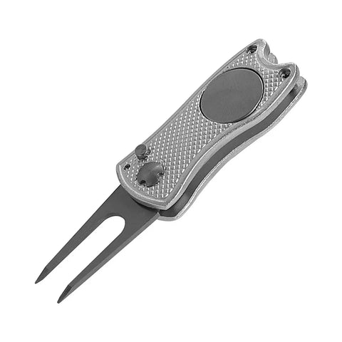 Golf Divot Repair Tool with Golf Ball Tool Pitch Groove Cleaner Putting Green Fork Training Aids Foldable Golf Accessories