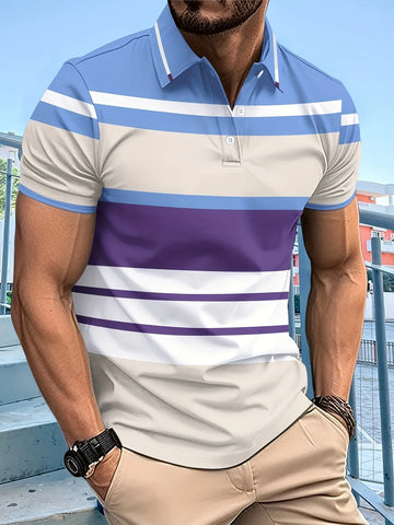 Men's Polo Shirts Golf Shirt Short Sleeve Polo Shirts Collared Shirts Men's Striped Golf Shirt Short Sleeve Summer Golf Shirt