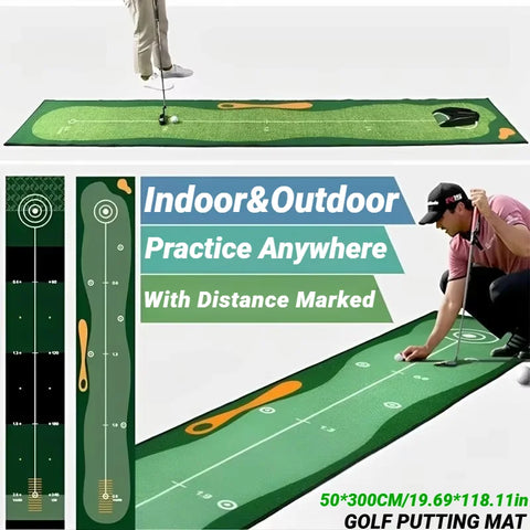 50X300CM Golf Putting Green Mat Indoor Equipment For Home Office Mini Training Practice Durable Hitting Garden Aid For Outdoor