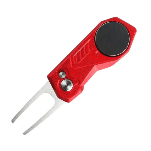 Switchblade Golf Divot Repair Tool Aluminum Alloy Ball Marker Golf Green Fork Foldable Button Mini Golf Divot Tools