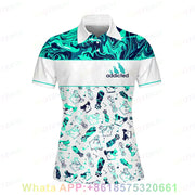Print Polo Shirts For Women Short Sleeve Golf Shirts Fashion Street Polo Shirt New In Tops & Tees Button lapel polo 2025