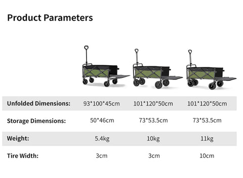 Wheeled Folding Cart Wagon Large Capacity Multifunction Cart Garden Park Outdoor Beach Camping Carts Portable Barbecue Trolley