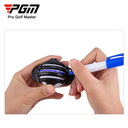 Golf gadget that helps you mark your bal with perfect straigt lines! comes with markers