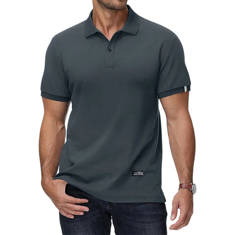 Summer Men's Polo Shirt Short Sleeve Men's Button Down T-Shirts Basic Golf Polo Shirt Lightweight Breathable Tshirts