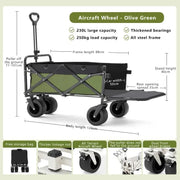 Wheeled Folding Cart Wagon Large Capacity Multifunction Cart Garden Park Outdoor Beach Camping Carts Portable Barbecue Trolley