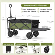 Wheeled Folding Cart Wagon Large Capacity Multifunction Cart Garden Park Outdoor Beach Camping Carts Portable Barbecue Trolley