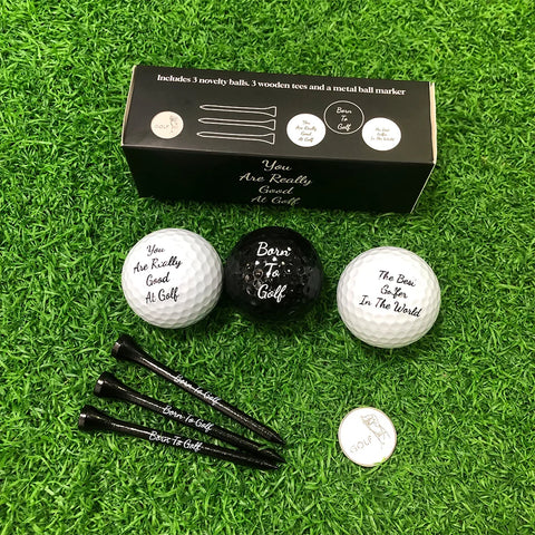 Funny Golf Gifts Set for Men Novelty Golf Gift Included 3 Golf Balls + 3 Golf Tees + 1 Ball Marker Perfect Golfer Gift
