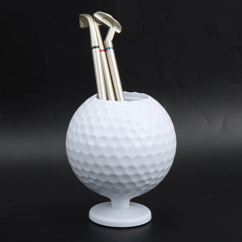 Mini Desktop Golf Ball Pen Holder with 3 Golf Cue Pens Plastic Golfer Souvenir Set Gift