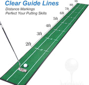 Golf Putting Mat Indoor & Outdoor Professional Practice Putting Green Mat with Distance Marker Anti Slip Backing Golf Accessorie