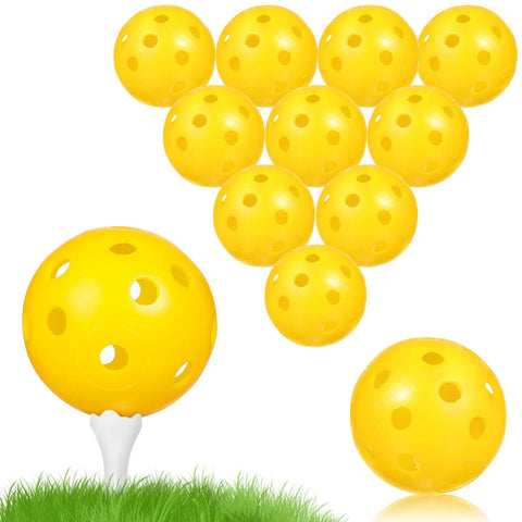 24 Pcs Yellow Golf Practice Balls Hollow Plastic Holes Indoor Training Durable Lightweight Swing Aid Improve Skills Golf