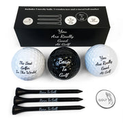 Funny Golf Gifts Set for Men Novelty Golf Gift Included 3 Golf Balls + 3 Golf Tees + 1 Ball Marker Perfect Golfer Gift