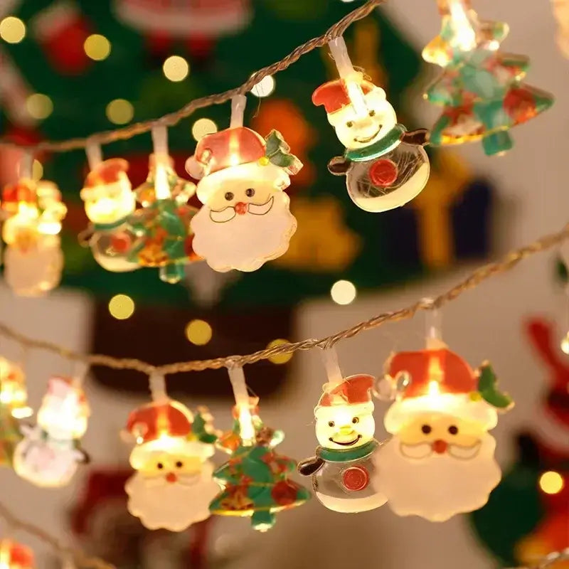 Santa & Snowman LED Christmas String Lights Garland