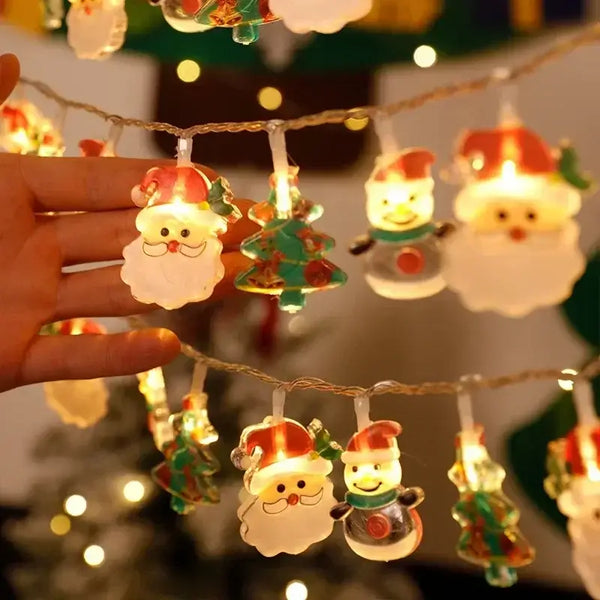 Santa & Snowman LED Christmas String Lights Garland