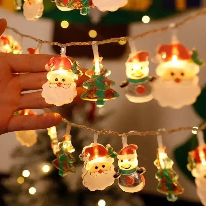 Santa & Snowman LED Christmas String Lights Garland