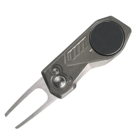 Switchblade Golf Divot Repair Tool Aluminum Alloy Ball Marker Golf Green Fork Foldable Button Mini Golf Divot Tools