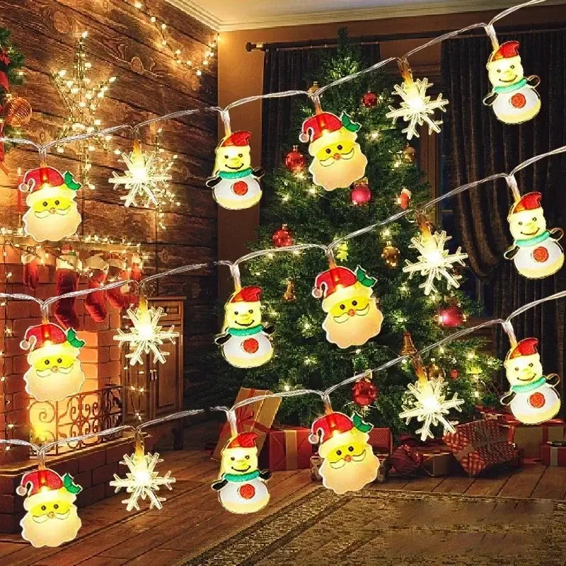 Santa & Snowman LED Christmas String Lights Garland