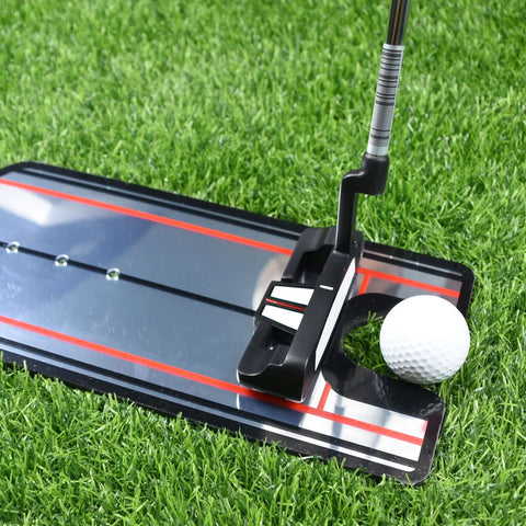 Golf Putting Mirror Training Aid - Alignment Practice Tool with Eye Line Guide, Portable Putter Trainer for Indoor/Outdoor