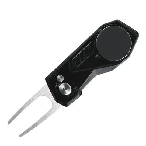 Switchblade Golf Divot Repair Tool Aluminum Alloy Ball Marker Golf Green Fork Foldable Button Mini Golf Divot Tools