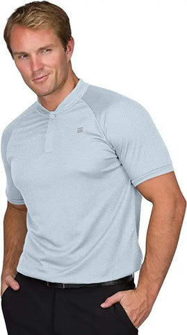 Three Sixty Six Collarless Golf Shirts - Men’s Casual Dry Fit Short Sleeve Polo, Lightweight and Breathable Gym Sports Fitness
