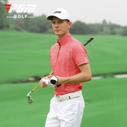 PGM Golf T-shirt Men's Shirts Summer Short Sleeve Tops Male Breathable Elastic Uniforms Golf Clothing Size M-XXL YF394